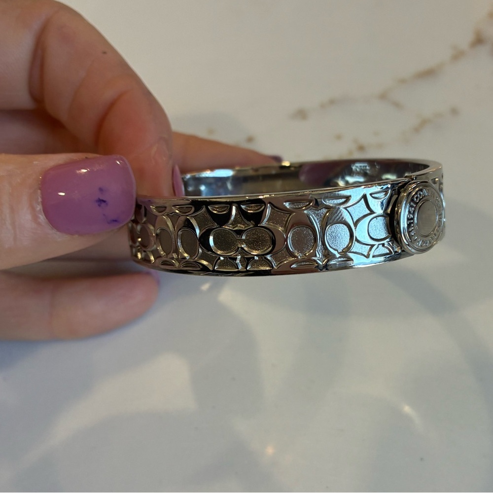 Coach silver logo print bracelet